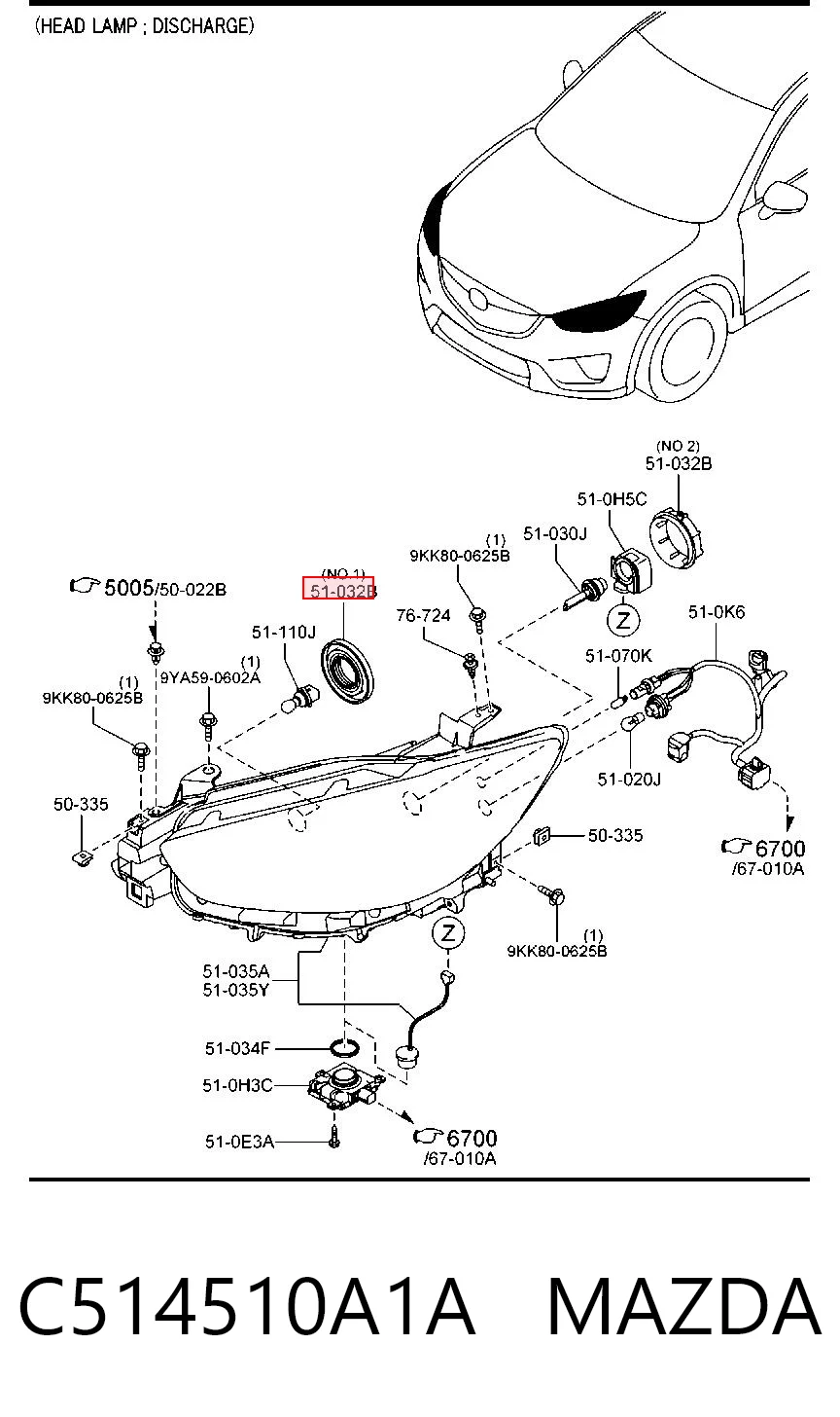 C514510A1A Mazda Крышка фары, задняя