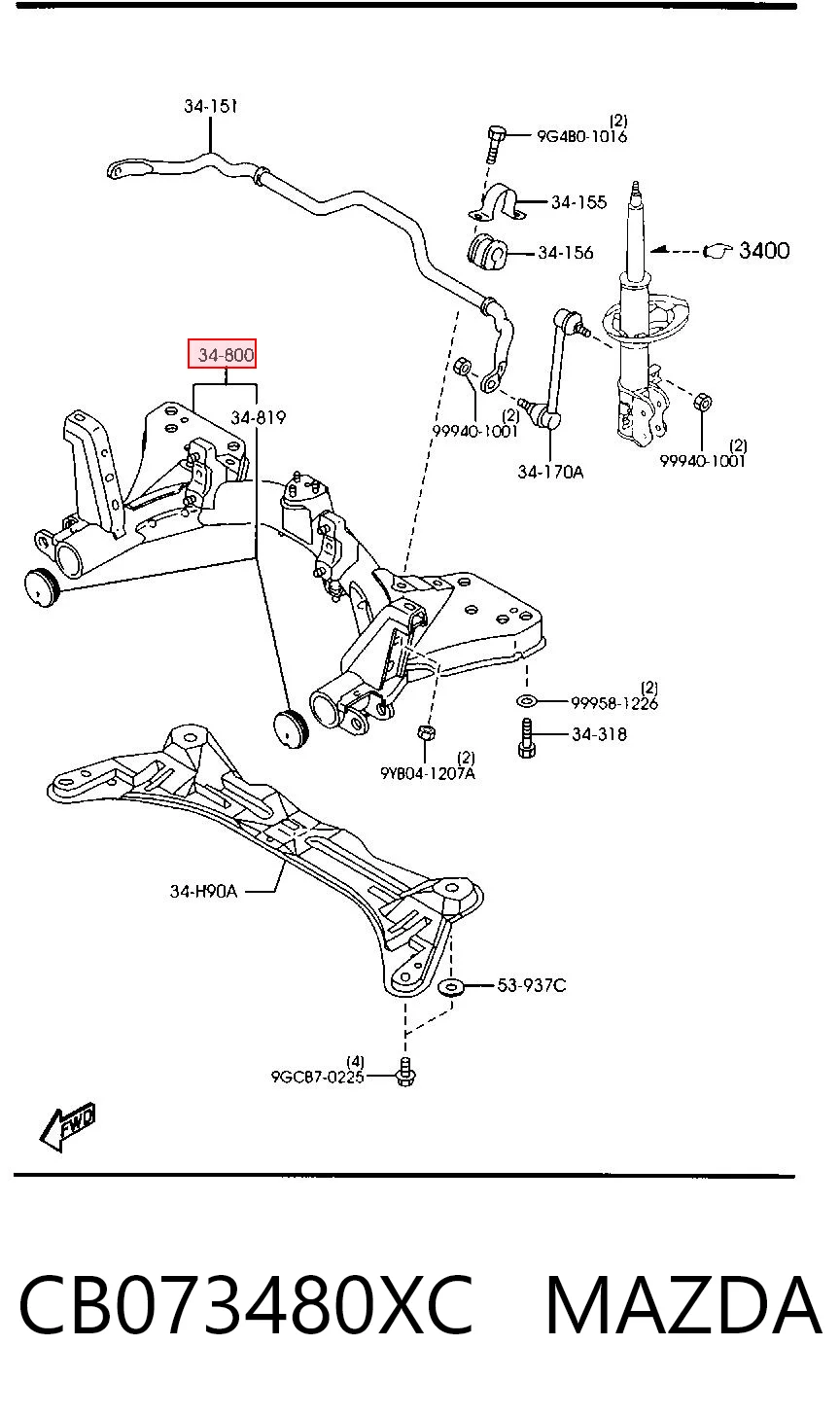Подрамник передней подвески на Mazda Premacy  CP