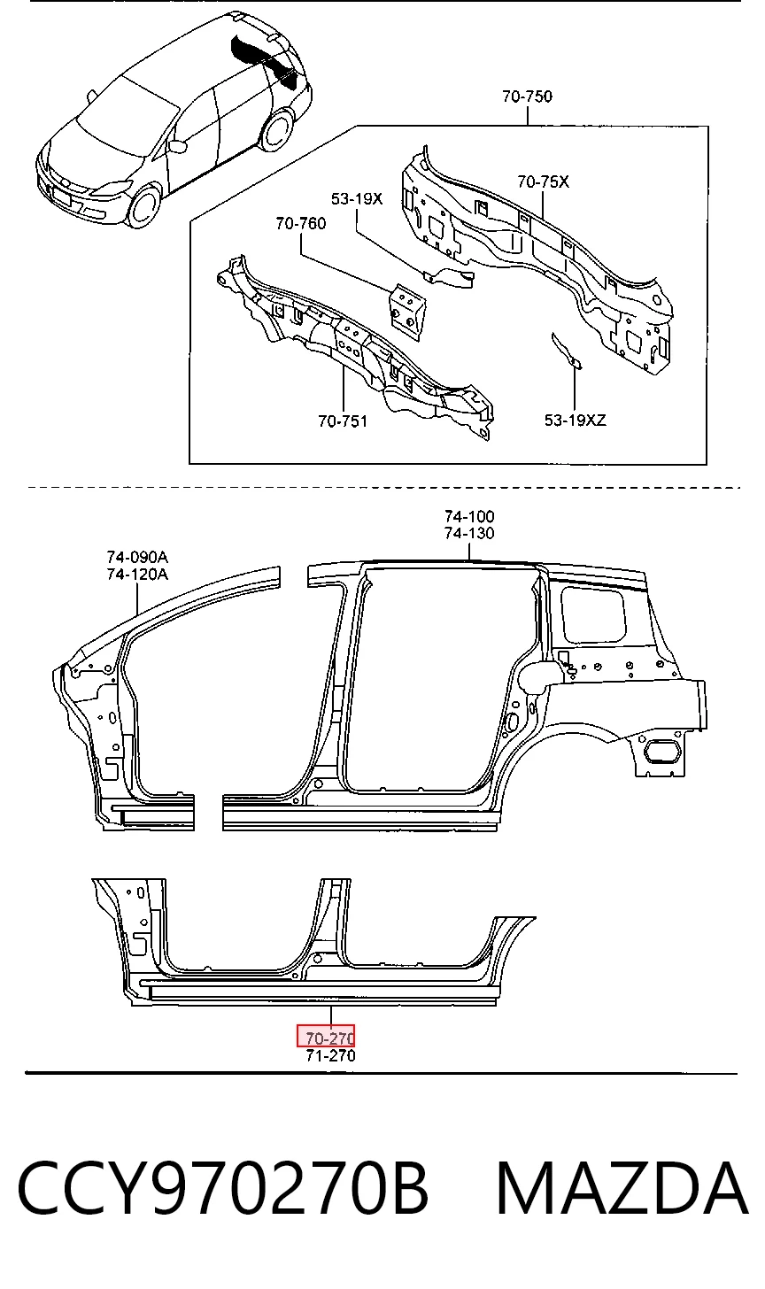 Порог наружний правый на Mazda 5 I CR