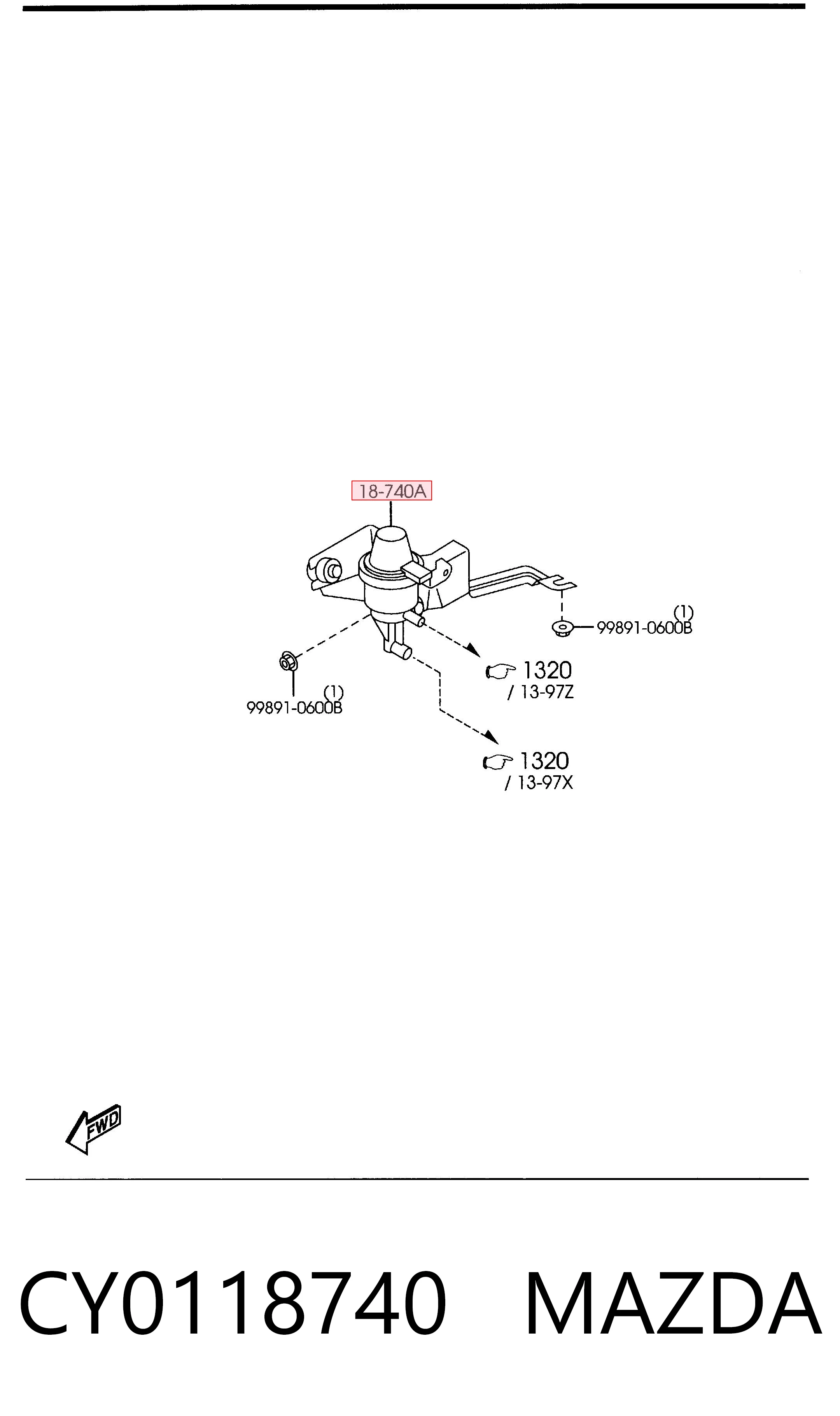 CY0118740 Mazda Клапан абсорбера
