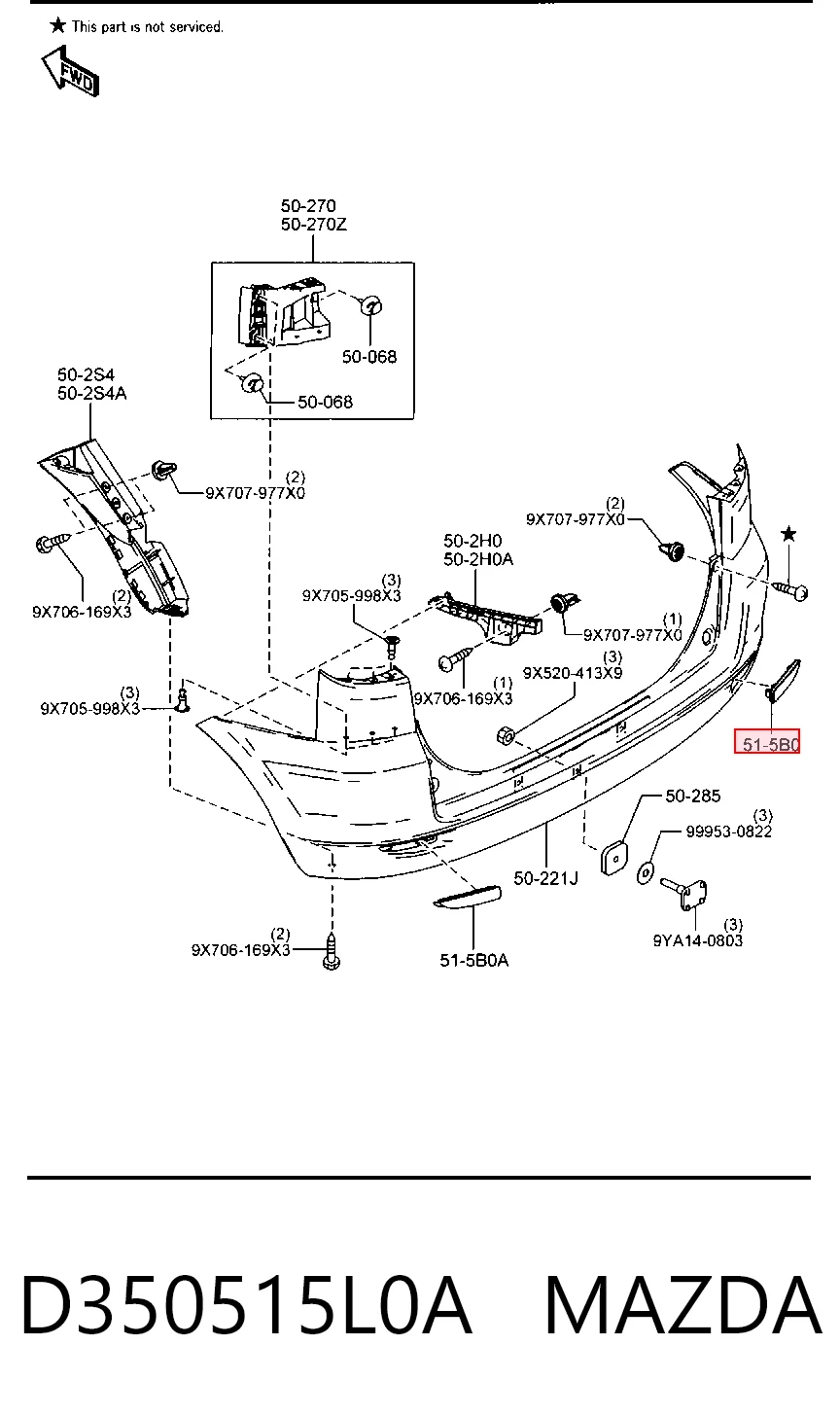 Отражатель бампера заднего правый Mazda D350515L0F цена, от 9.83 USD