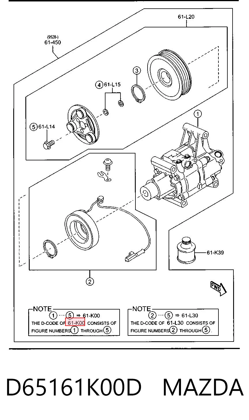 D65161K00D Mazda Компрессор хладагента