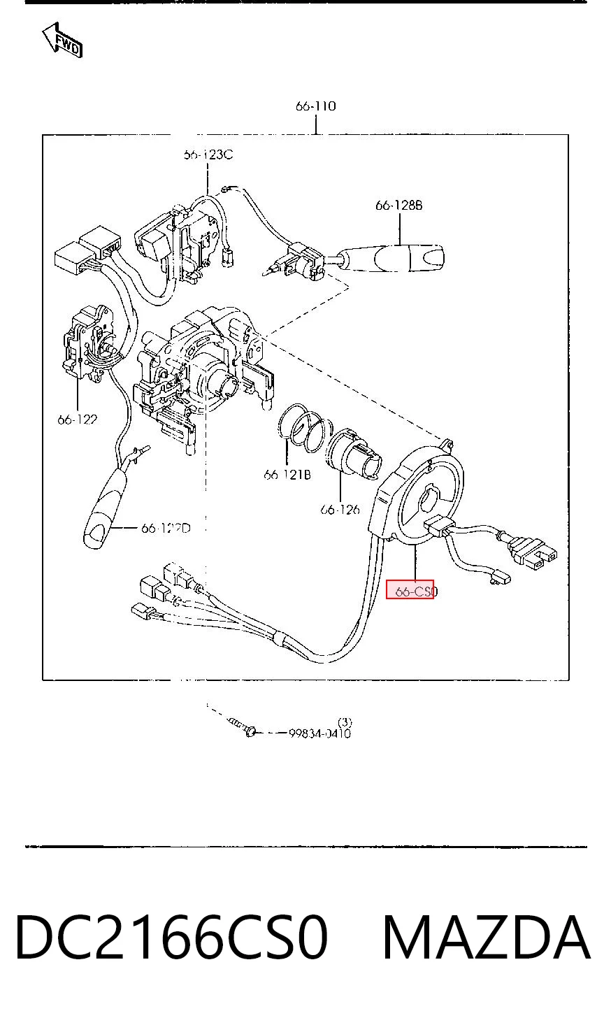 Кольцо контактное, шлейф руля Mazda Demio DW