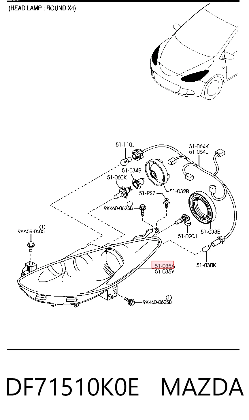 Правая блок фара Mazda 2 II хэтчбек (DE) (2007 - 2014) цена, от 144.75 USD