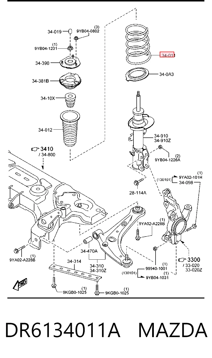  Передняя пружина Mazda 2 2