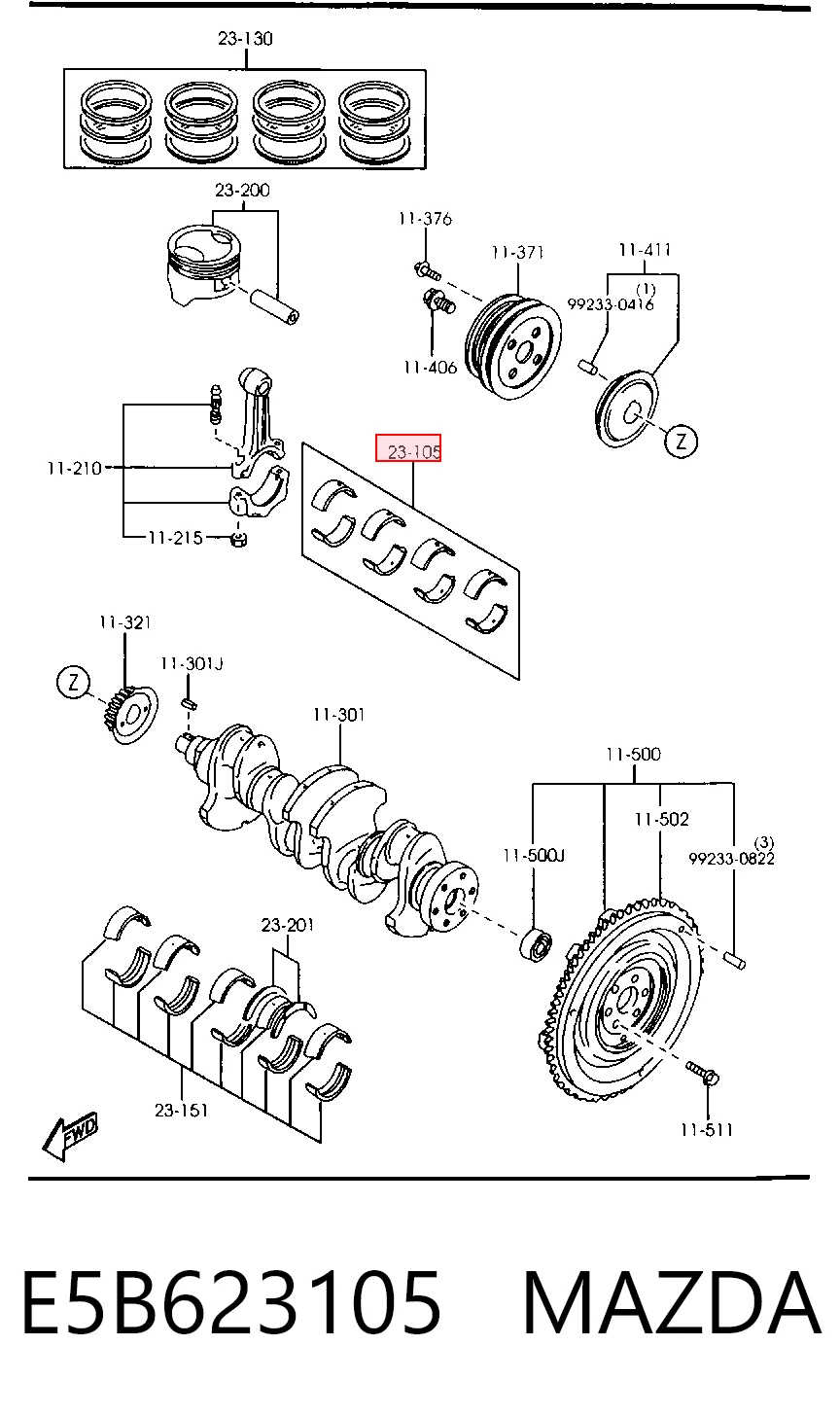 Шатунные вкладыши коленчатого вала Mazda 323 F V хэтчбек (BA) (1994 - 1998) цена, от 5.50 USD