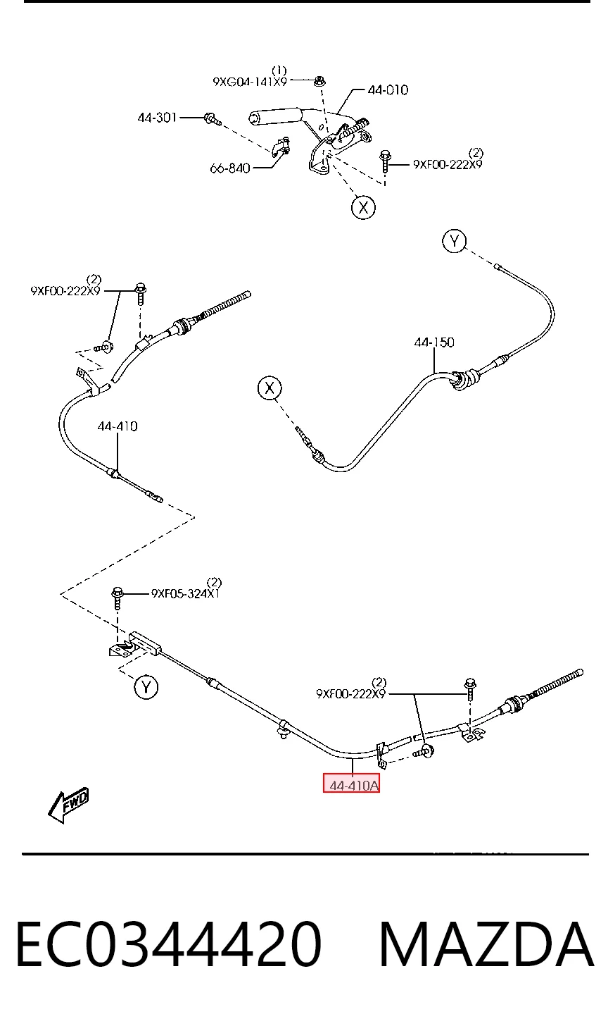 EC0344420 Mazda Трос ручного тормоза