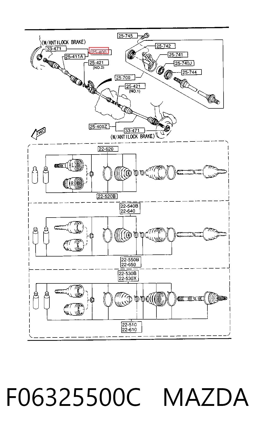 Полуось передняя, правая на Mazda 323 F V BA