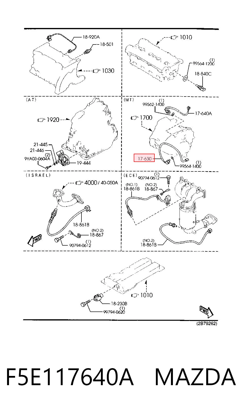 F5E117640A Mazda Датчик включения фонарей заднего хода