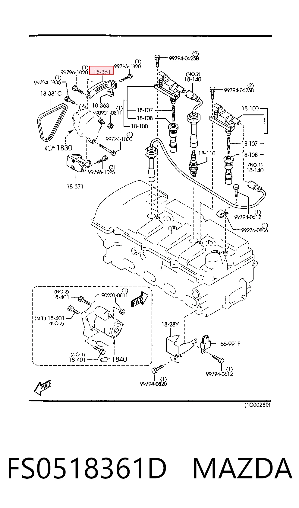 Натяжитель клинового ремня на Mazda 323 F VI BJ
