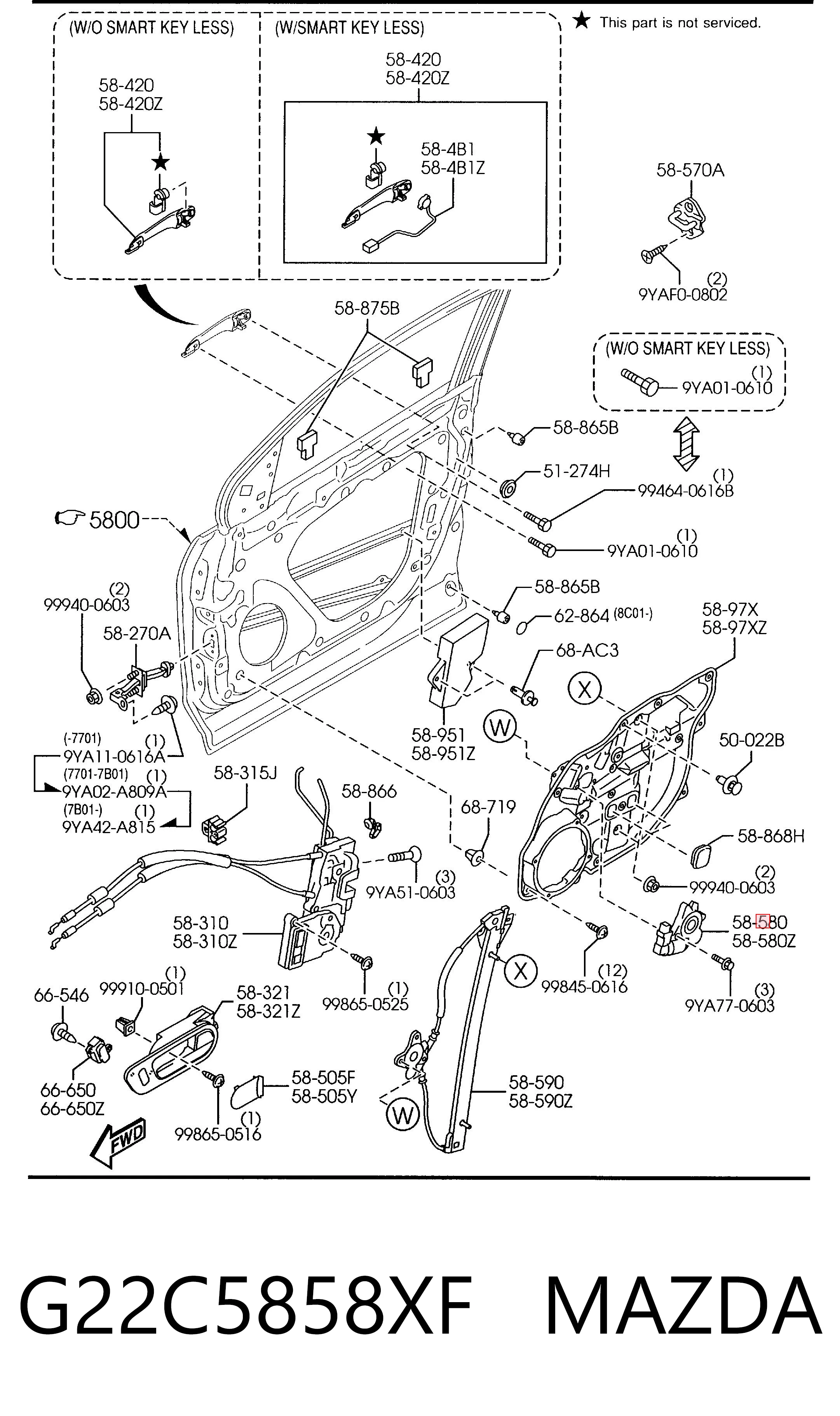 G22C5858XF Mazda Мотор стеклоподъемника двери передней правой