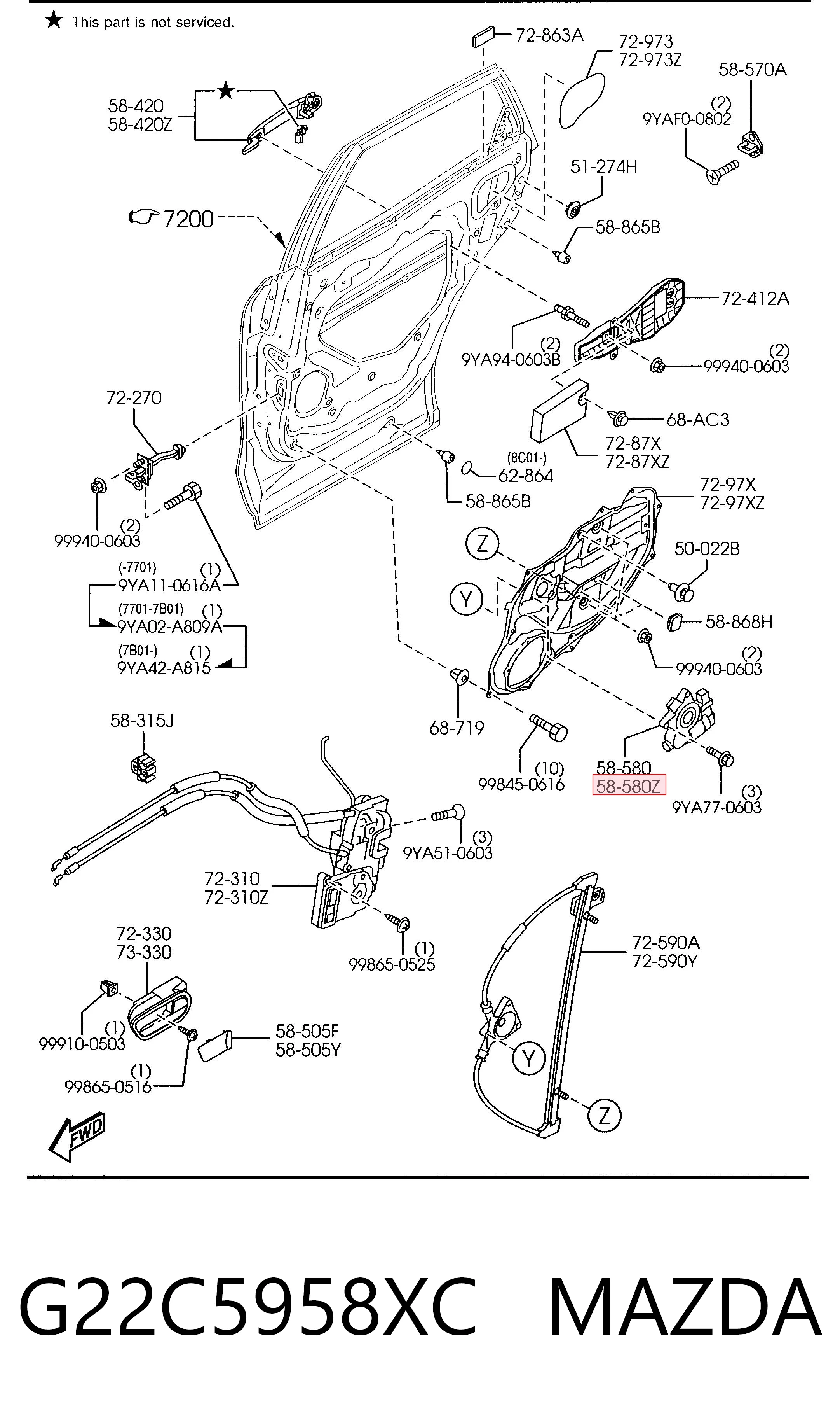 G22C5958XC Mazda Привод дворника двери задней