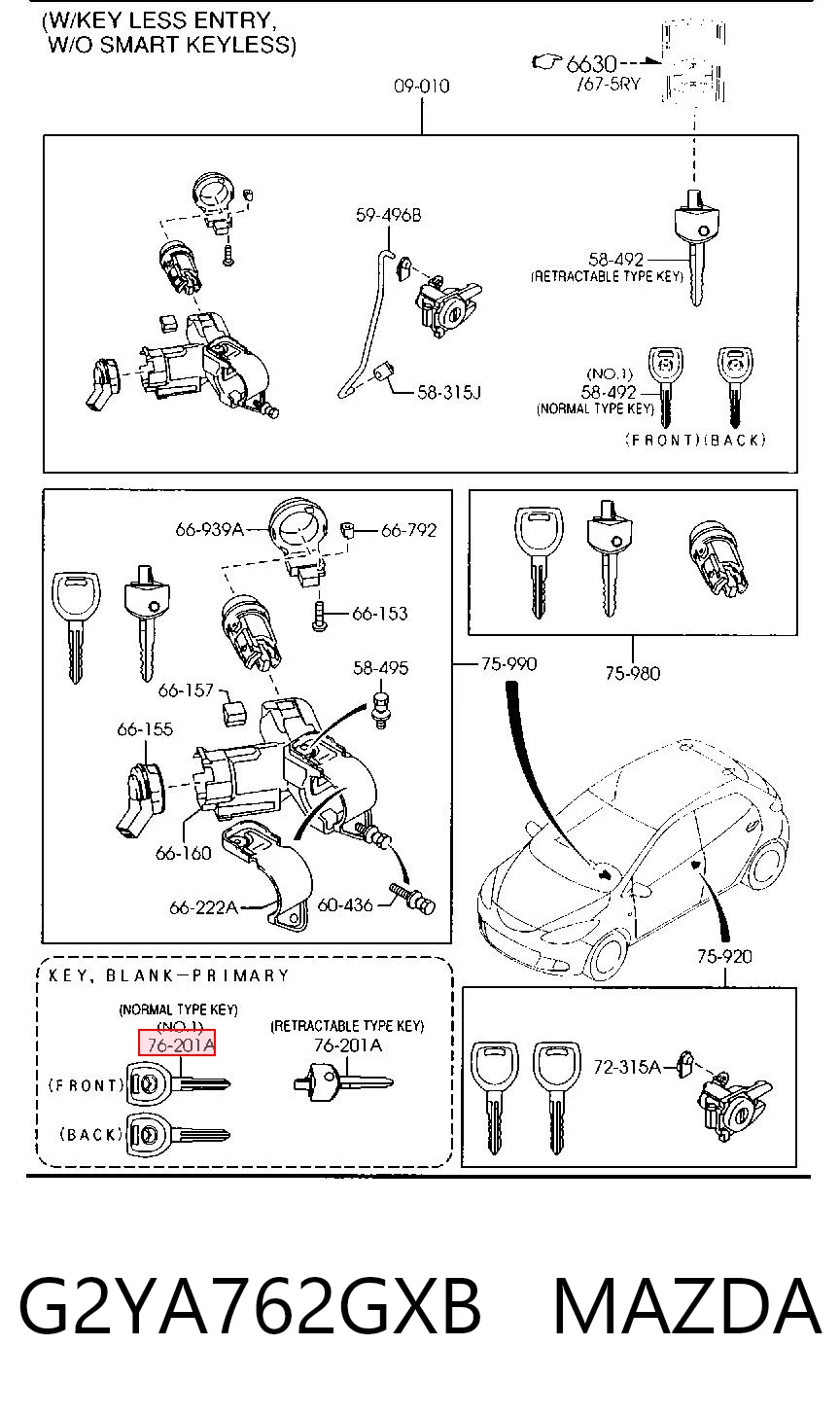 G2YA762GXB Mazda Ключ-заготовка
