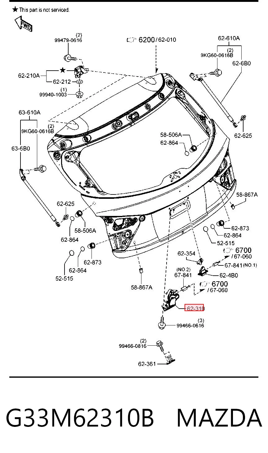 G33M62310B Mazda Замок пятой двери