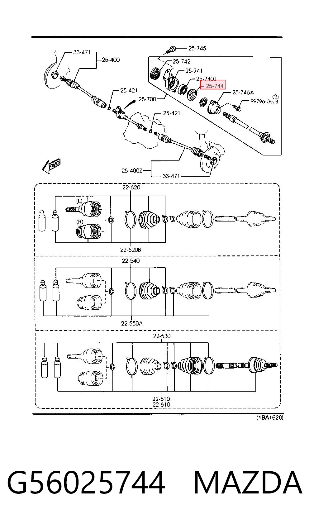 G56025744 Mazda Сальник подвесного подшипника переднего промежуточного вала