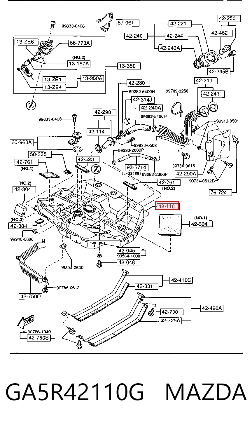 Бак топливный на Mazda 626 IV GE