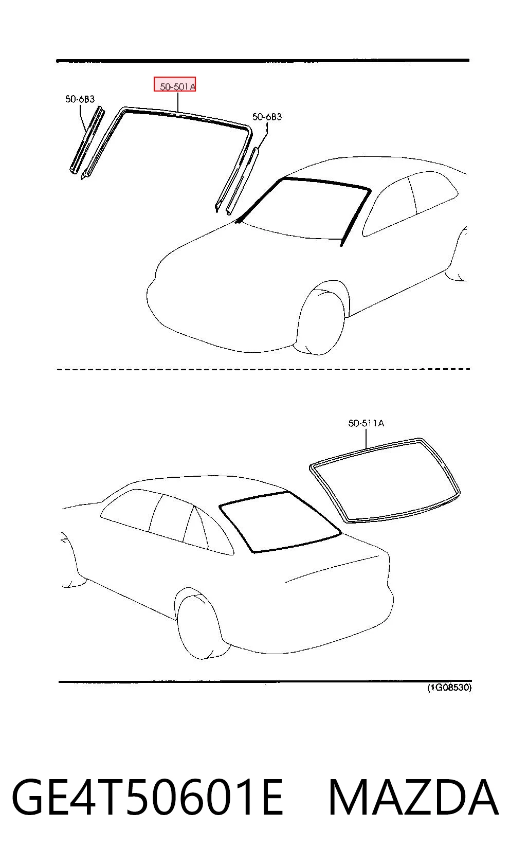 Прокладка лобового стекла на Mazda 626 V GF