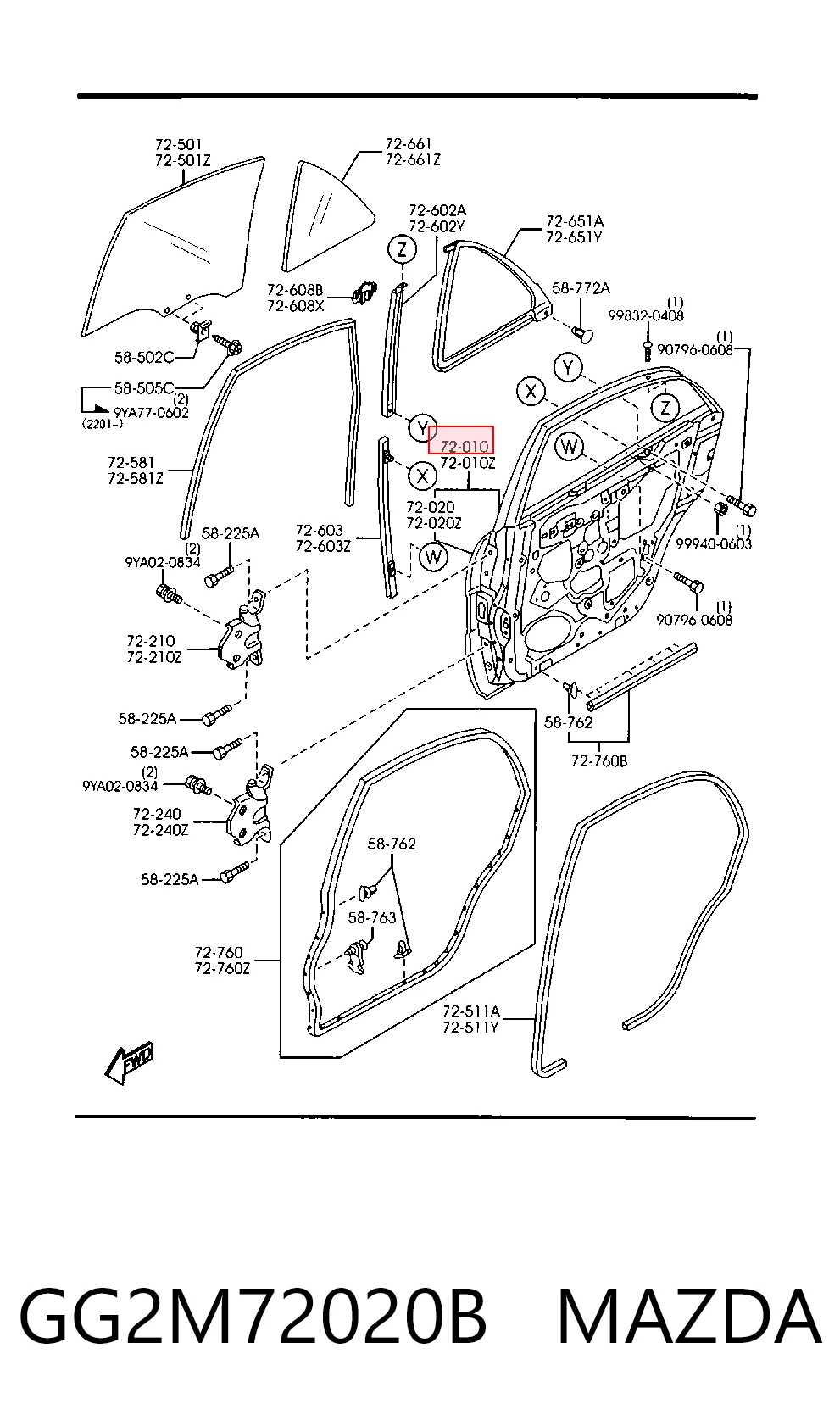 Дверь задняя, правая на Mazda 626 V GF