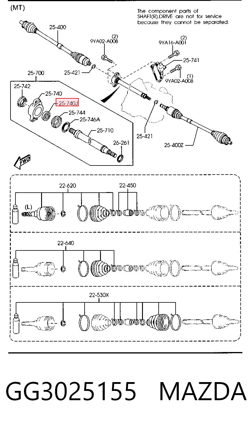 Подвесной подшипник передней полуоси 62062RS Maxpart