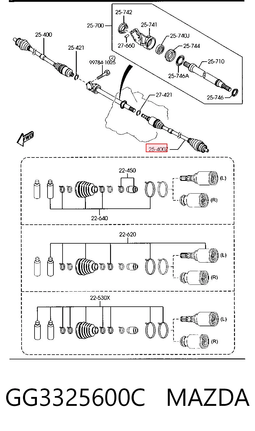 Левая полуось DAC MZ0014