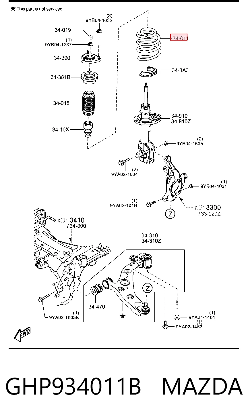  Передняя пружина Mazda 6 