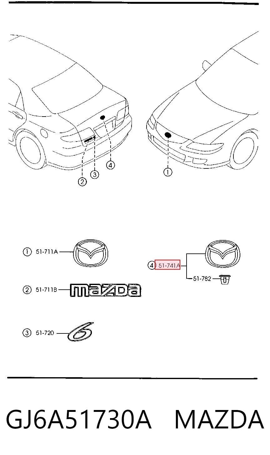 Фирменный значек на багажник на Mazda 6 MPS GG