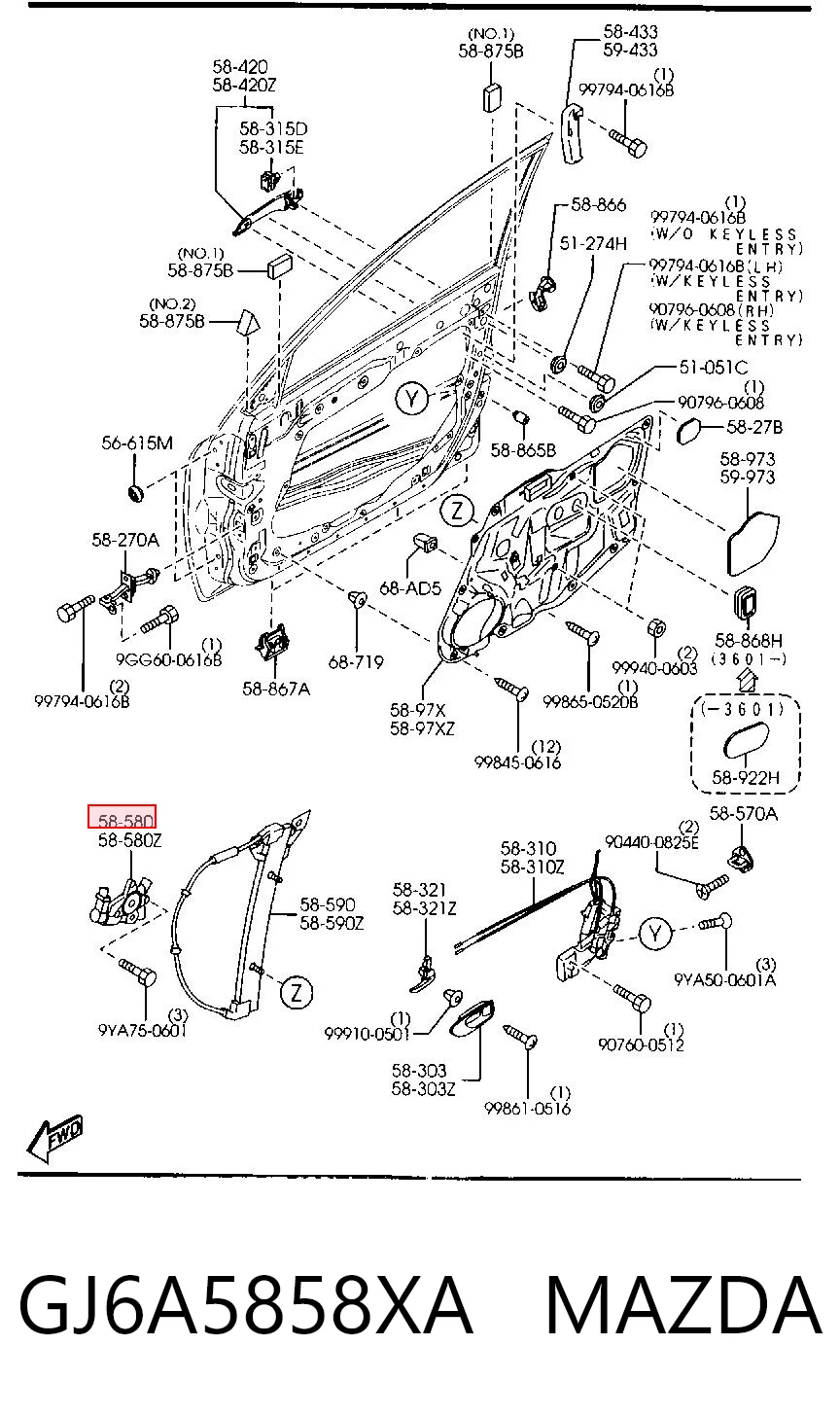 GJ6A5858XA Mazda Мотор стеклоподъемника двери передней правой