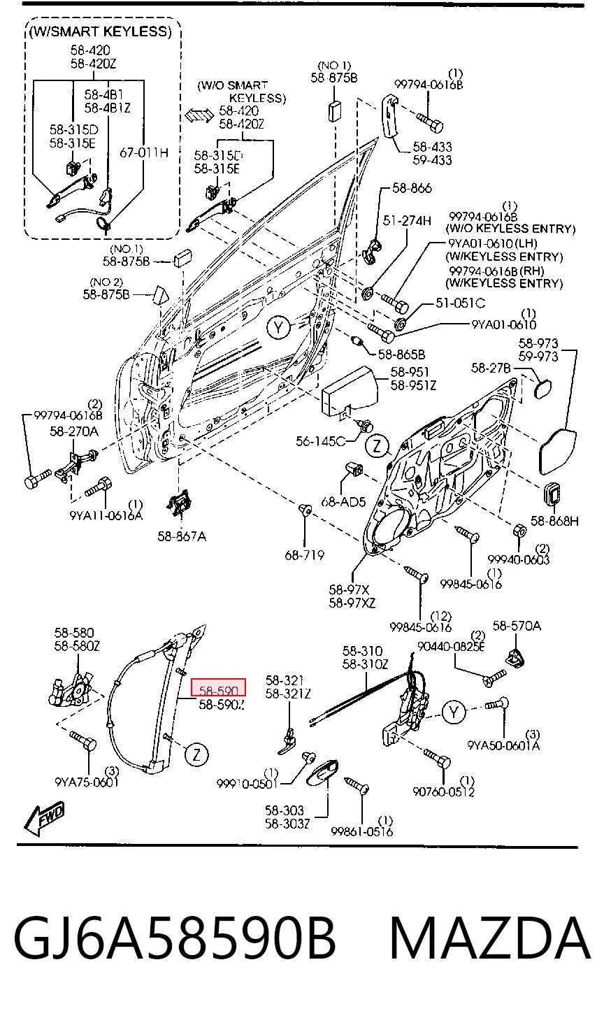 Механизм подъема стекол на Mazda 6 MPS GG
