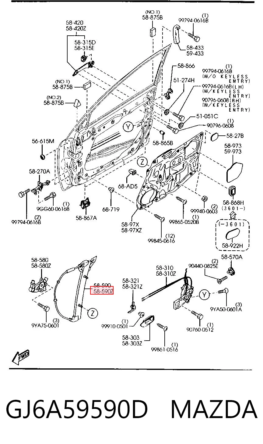  Стеклоподъемник передней левой двери Mazda 6 