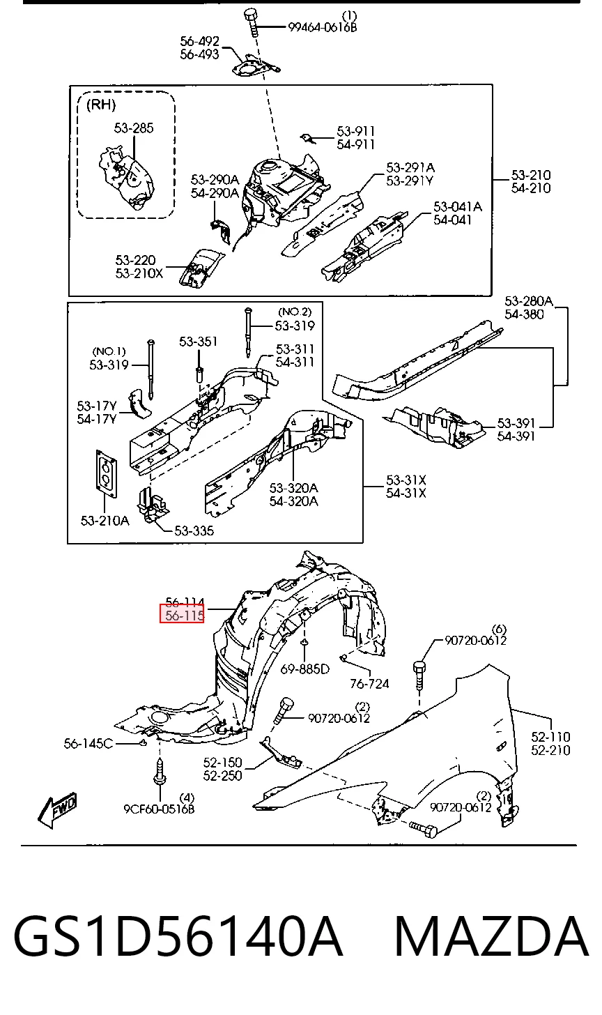 Подкрылок крыла переднего левый Mazda 6 седан (GH) (2007 - 2009) цена, от 13.94 USD