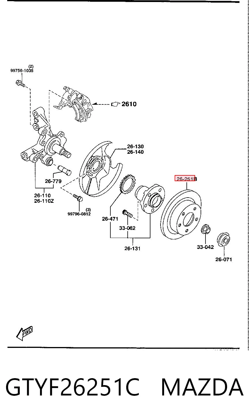 GTYF26251C Mazda Дисковый тормоз