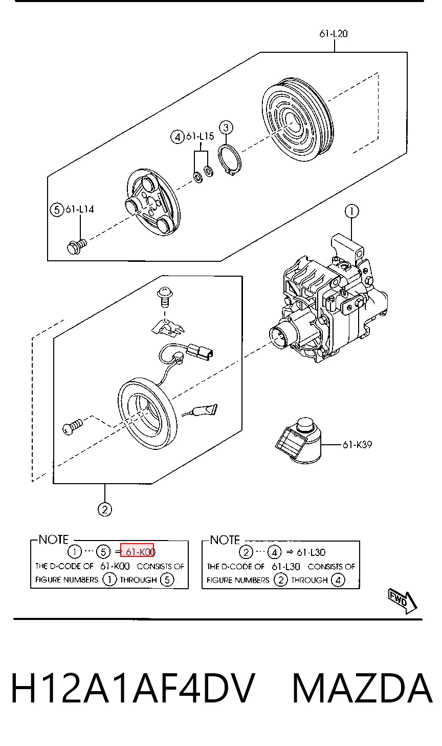 H12A1AF4DV Mazda Компрессор хладагента