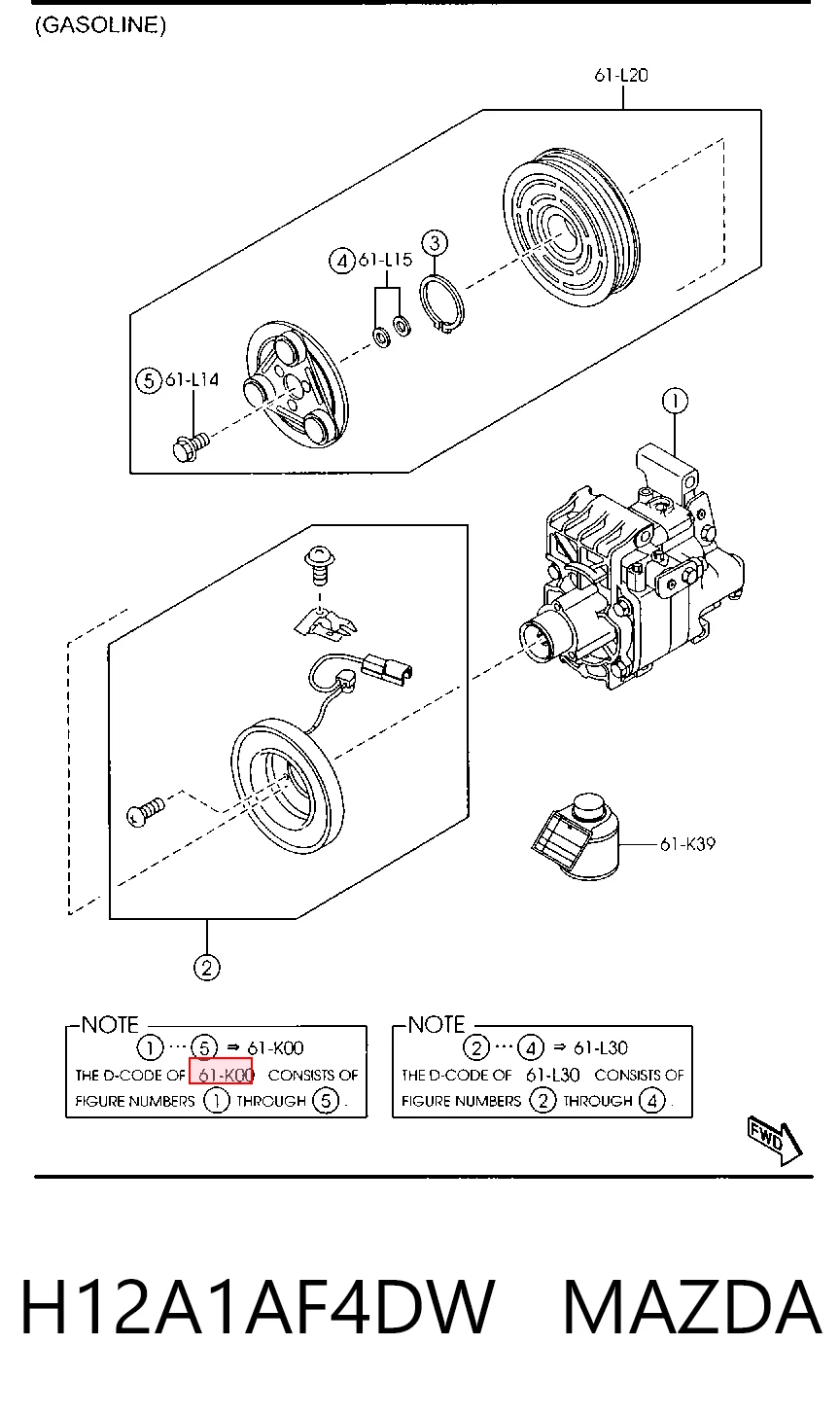 H12A1AF4DW Mazda Компрессор хладагента