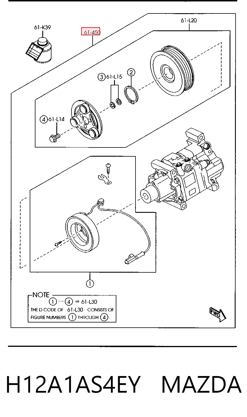 H12A1AS4EY Mazda Компрессор хладагента