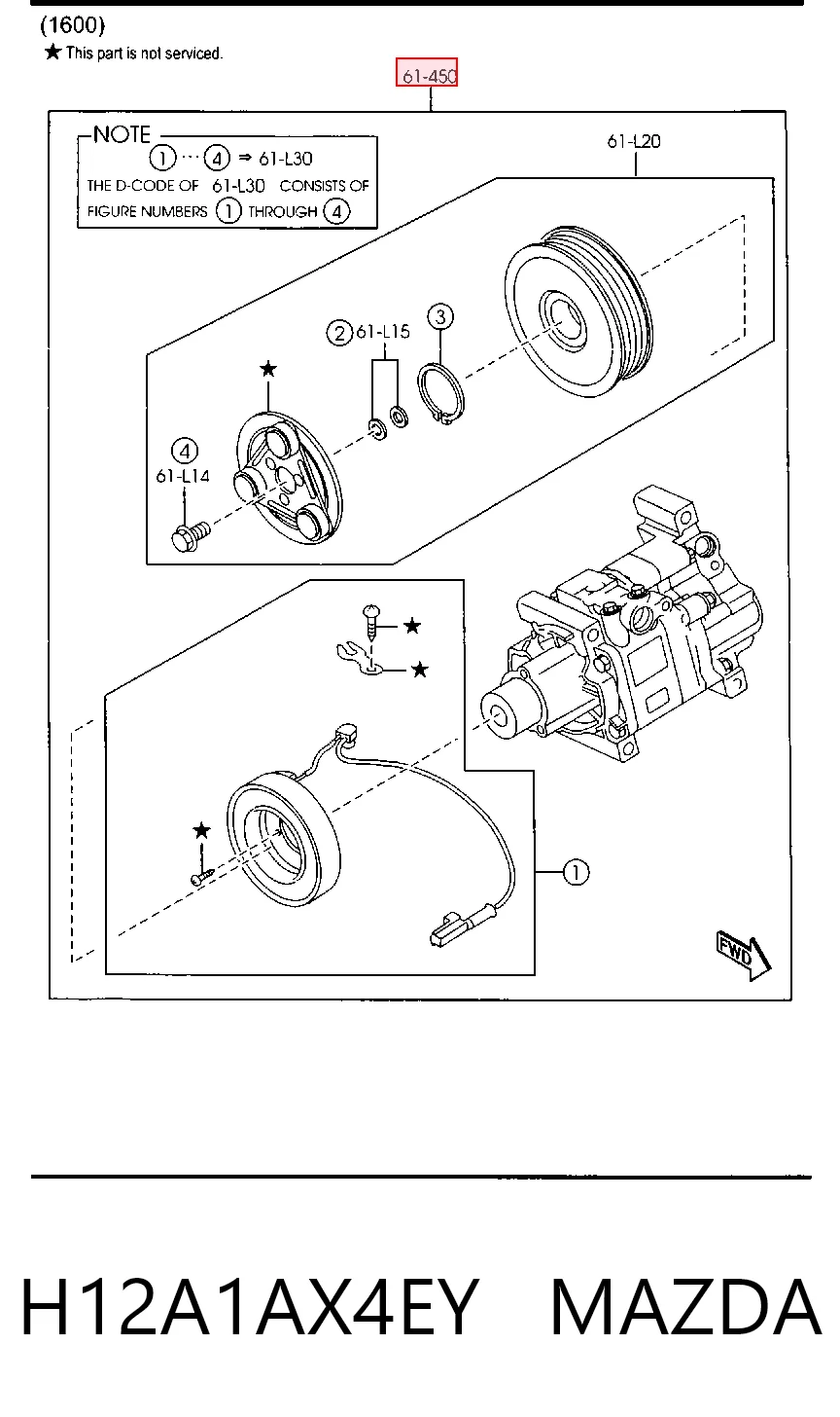 H12A1AX4EY Mazda Компрессор хладагента