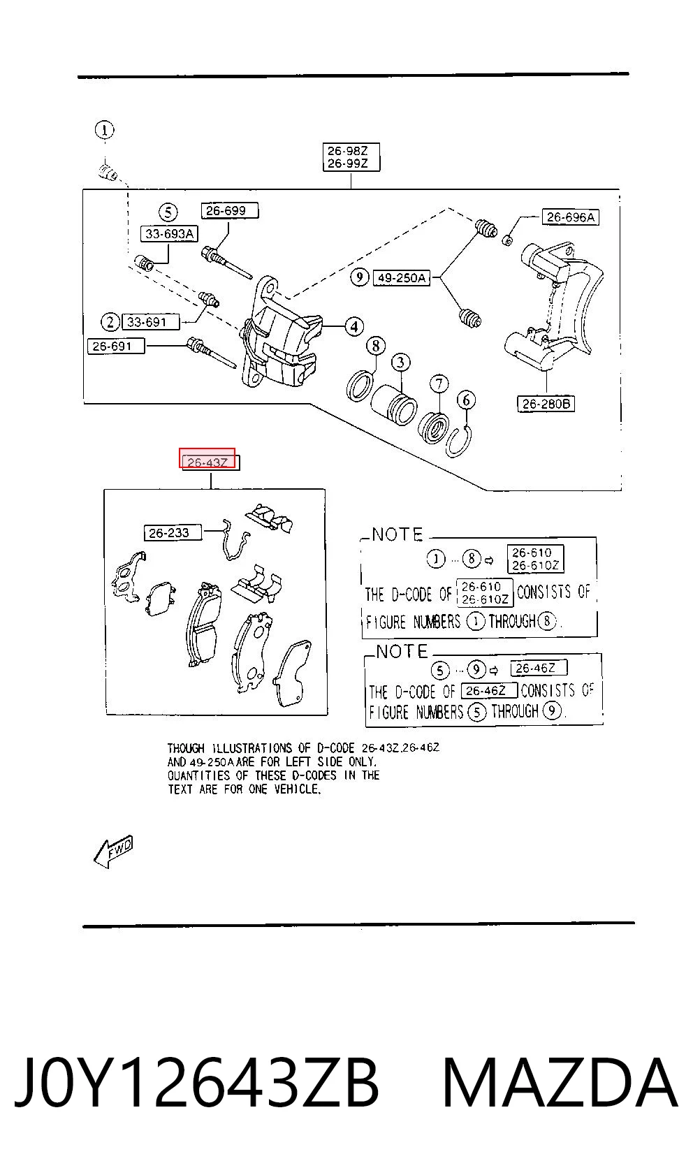 Колодки тормозные дисковые комплект на Mazda Xedos 9 TA