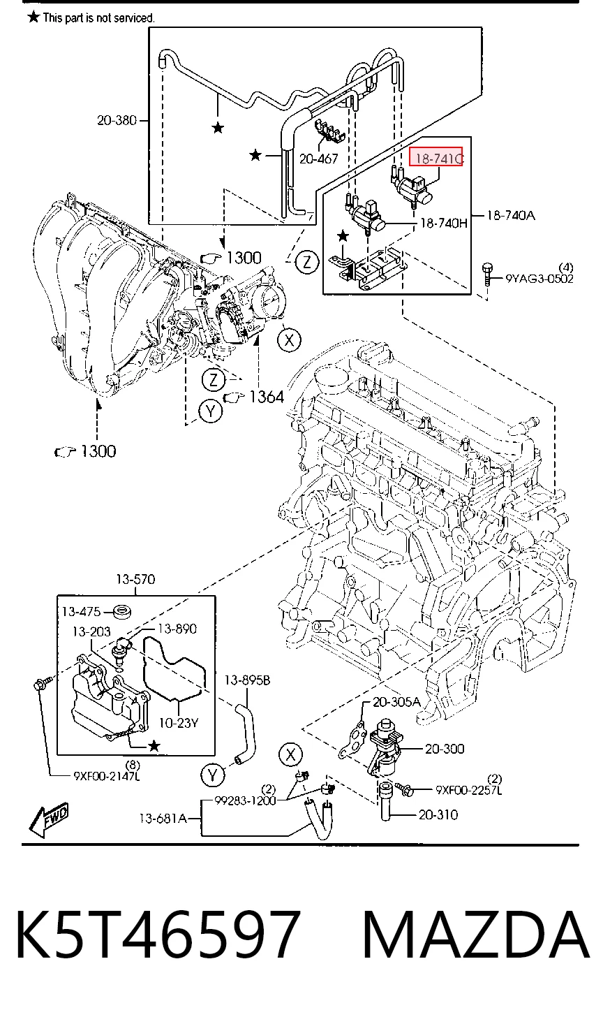 K5T46597 Mazda Клапан соленоид регулирования заслонки EGR