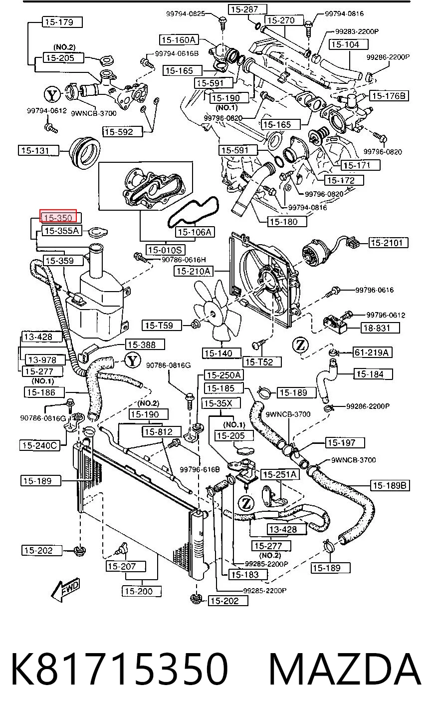 Расширительный бачок охлаждения на Mazda Xedos 6 CA