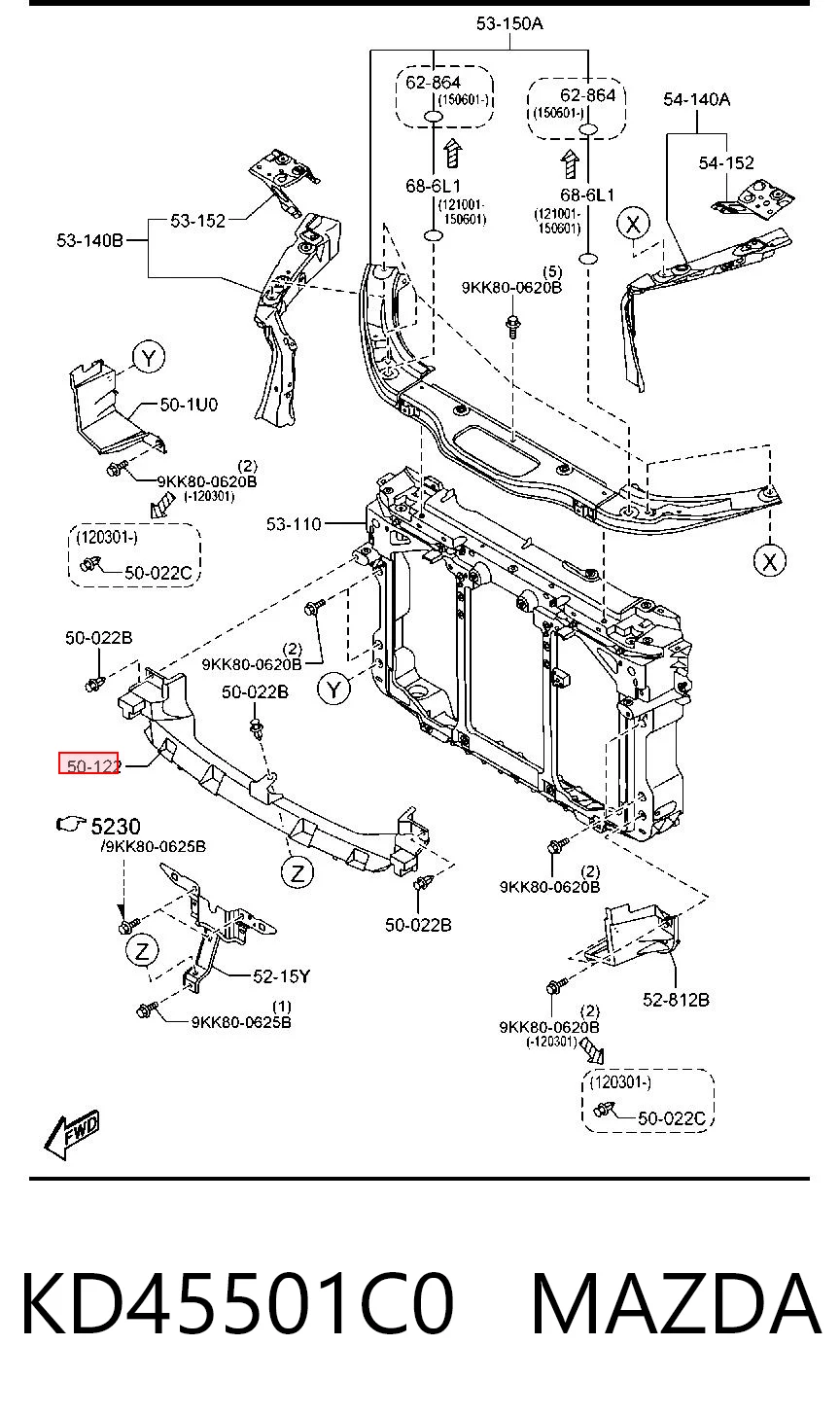 KD45501C0 Mazda Накладка диффузора радиатора верхняя