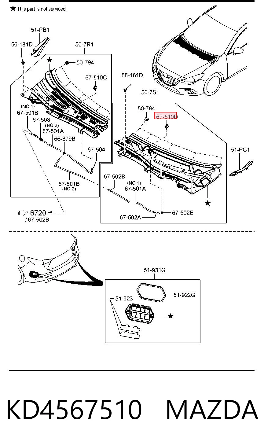 KD4567510 Mazda Сопло омывателя лобового стекла правое