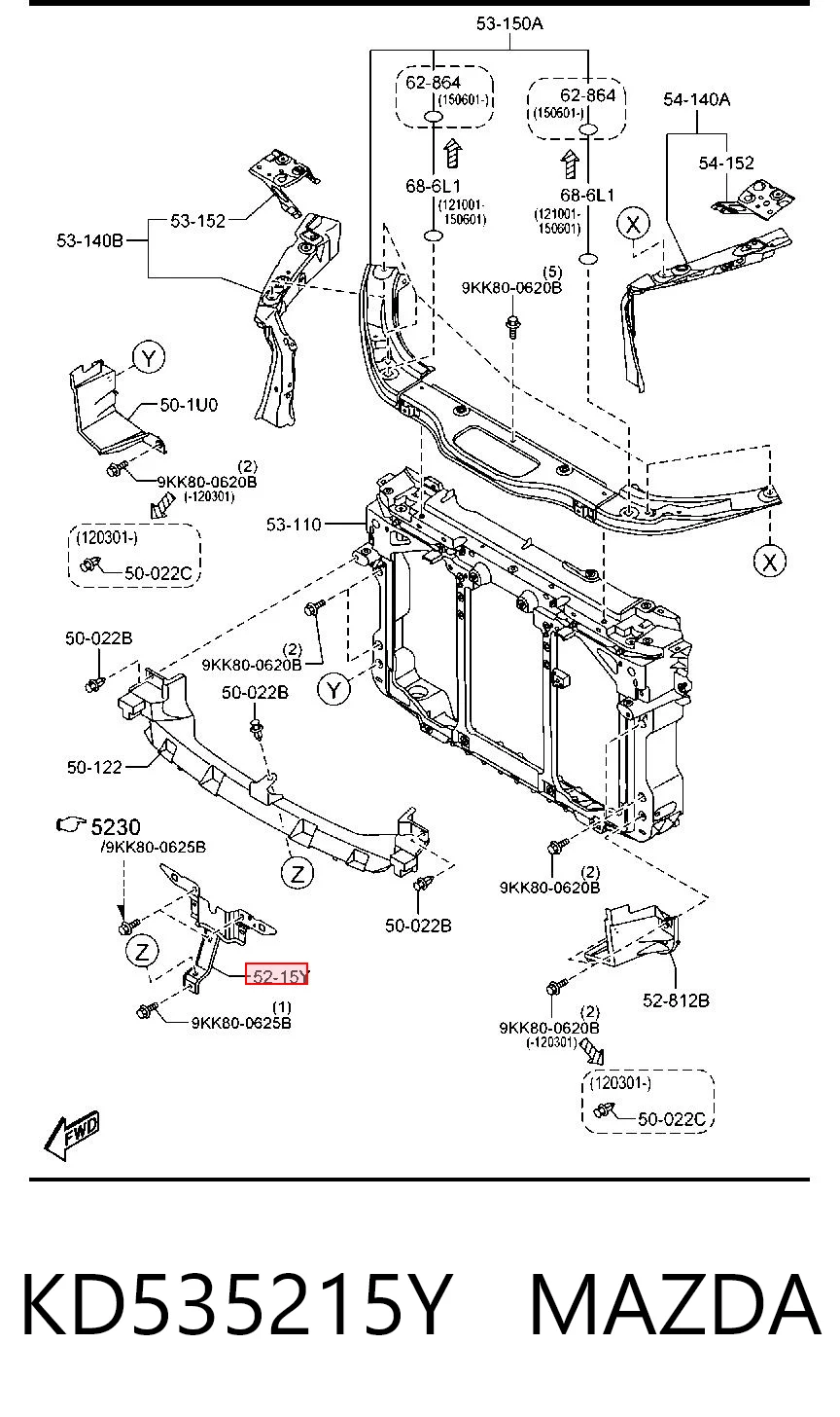 KD535215Y Mazda Кронштейн замка капота