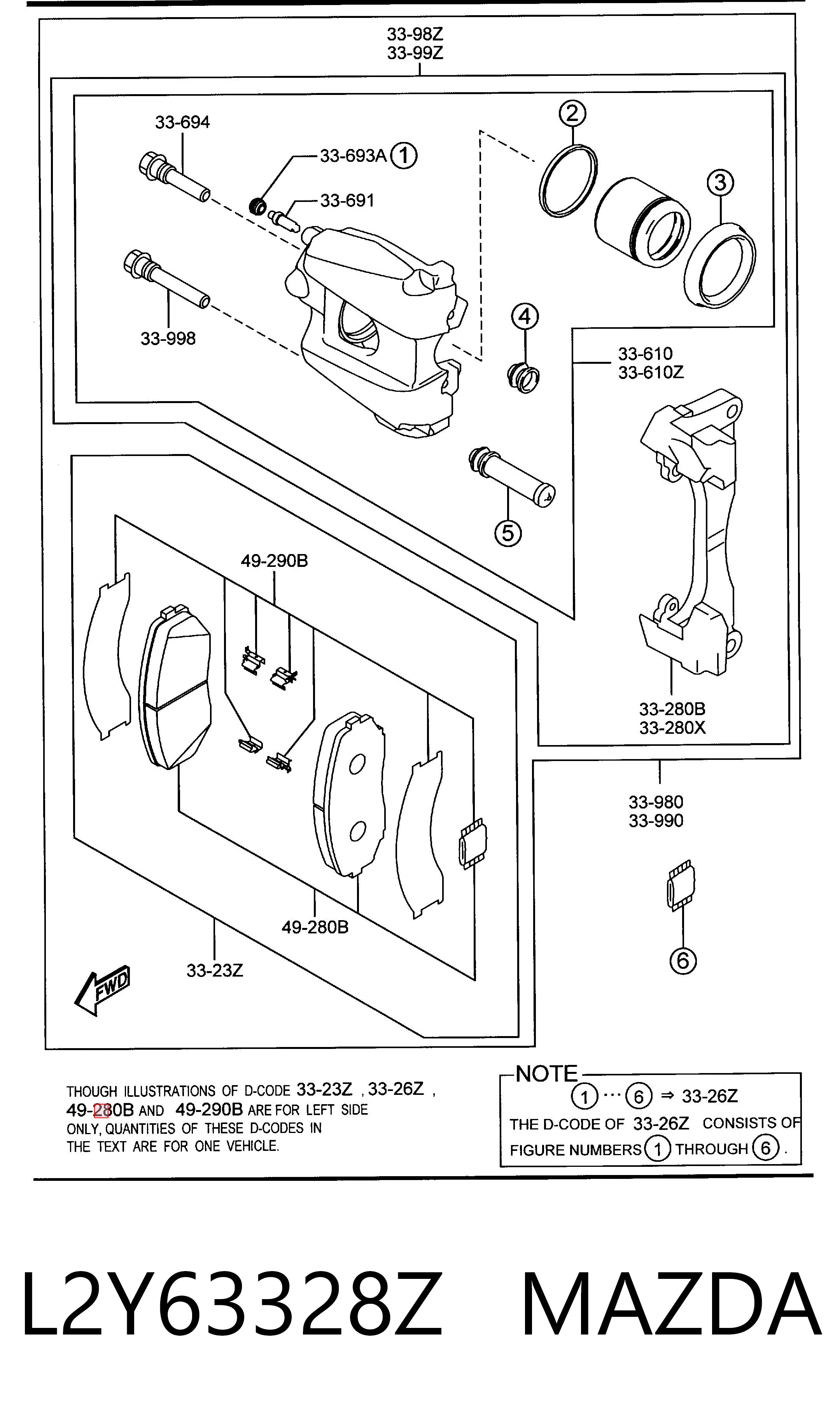 L2Y63328Z Mazda Колодки передние