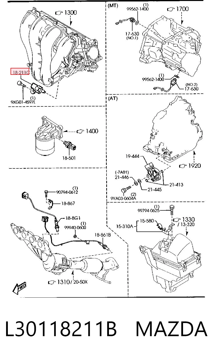 L30118211B Mazda Датчик давления воздуха