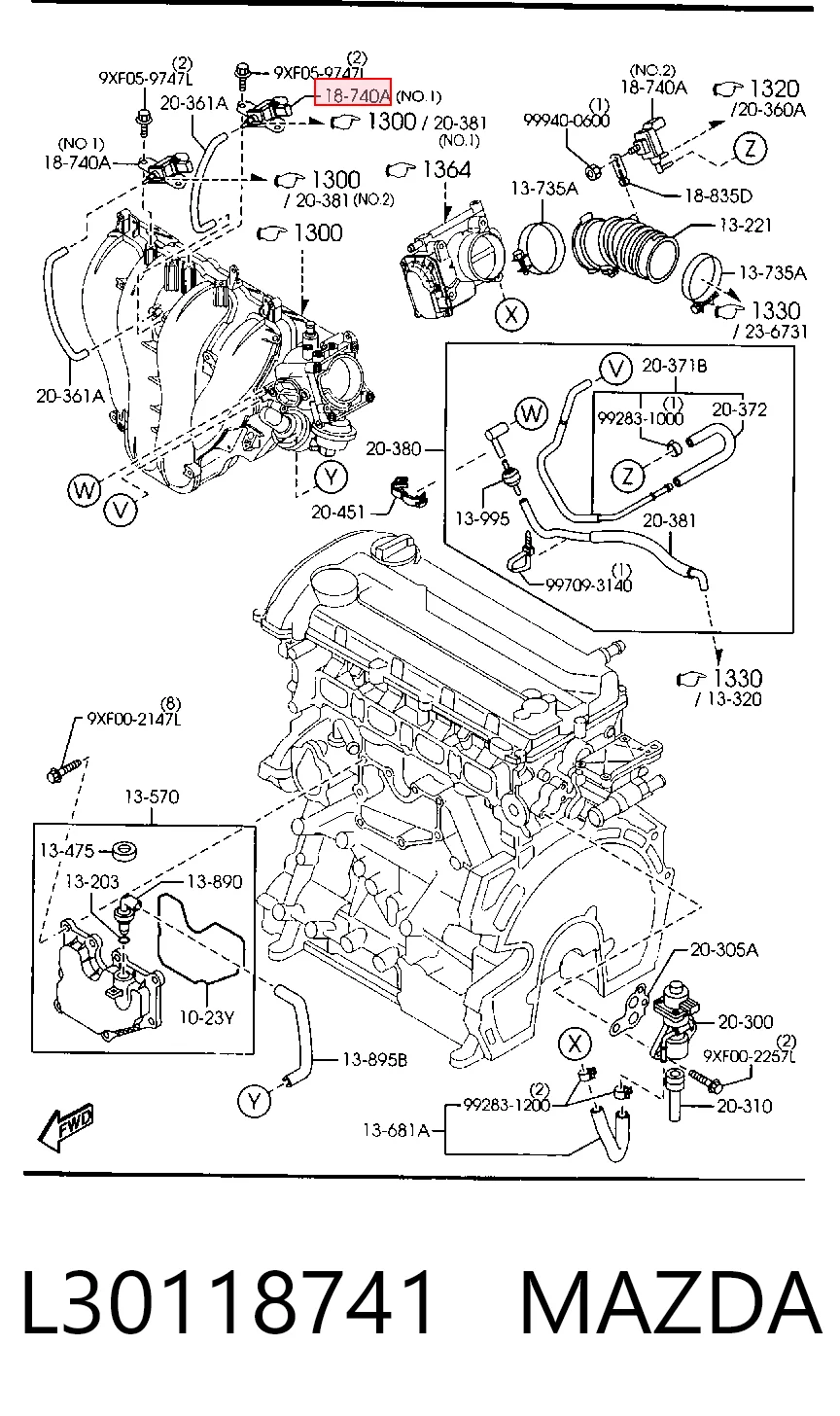 L30118741 Mazda Соленоид давления наддува