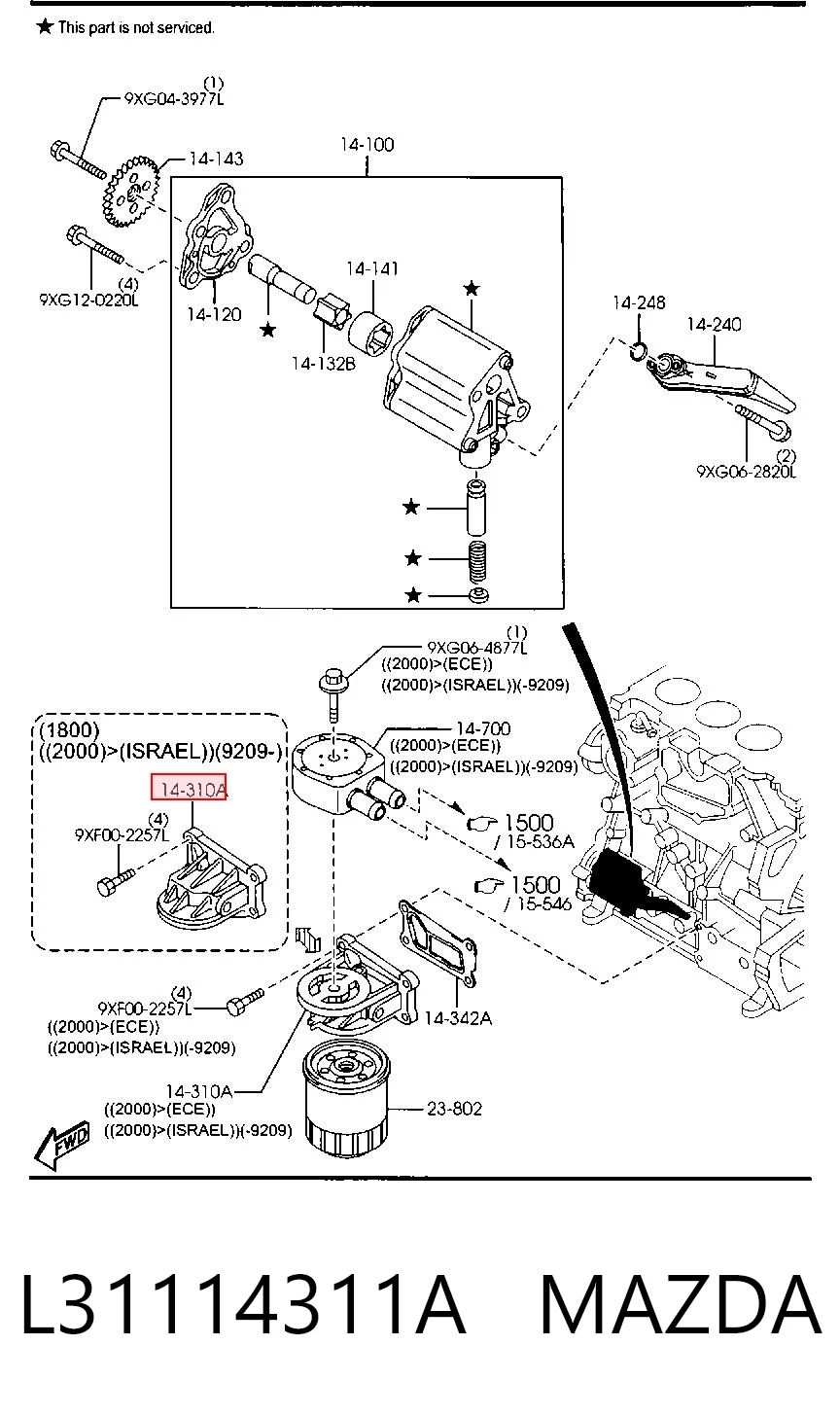 L31114311A Mazda Кронштейн масляного фильтра