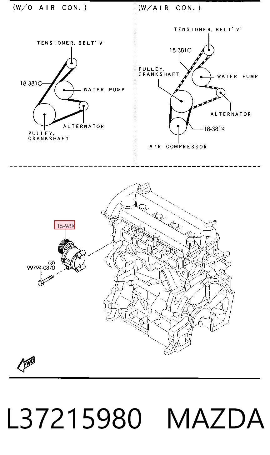 L37215980 Mazda Натяжитель клинового ремня