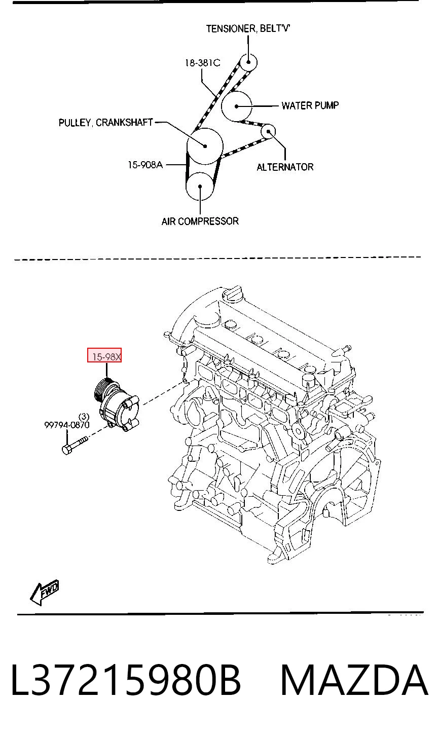L37215980B Mazda Натяжитель клинового ремня