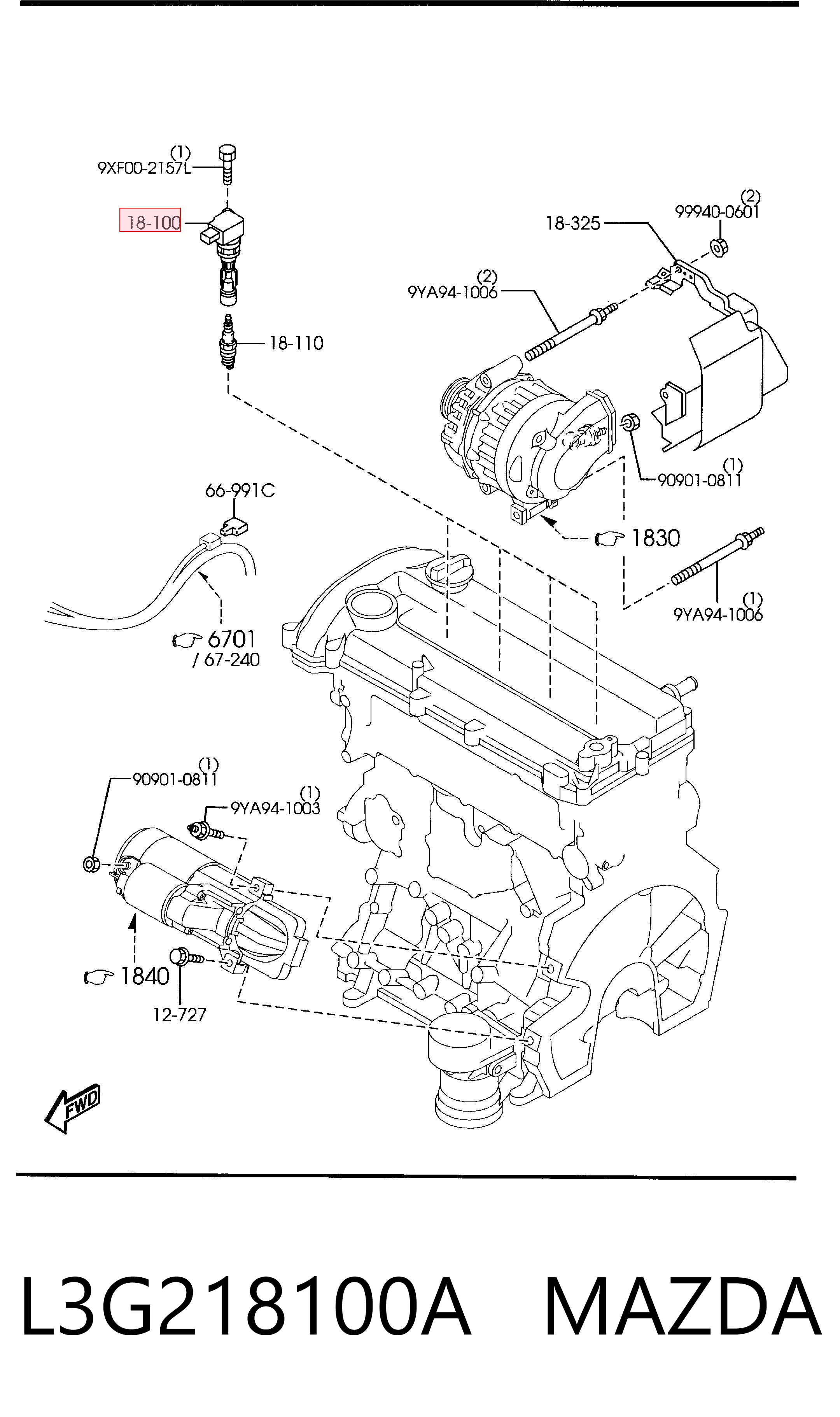 L3G218100A Mazda Катушка зажигания