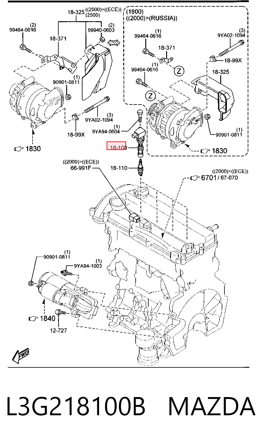 L3G218100B Mazda Катушка зажигания