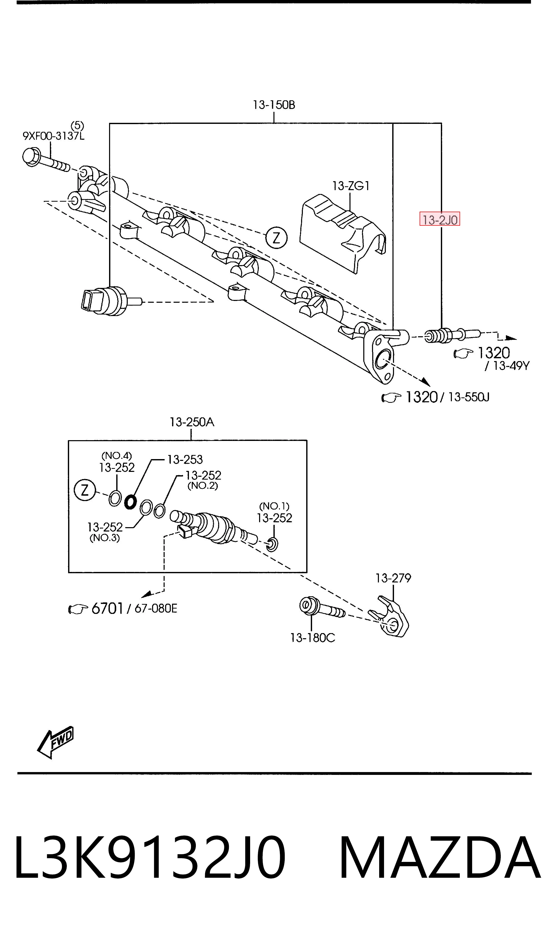 L3K9132J0 Mazda Маслоотделитель картерных газов